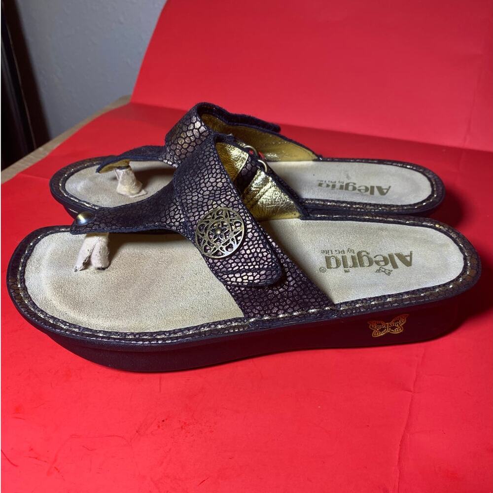 Alegria Metallic Leather slip on Sandals size 40 (9.5) nice sandals